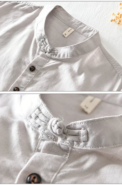 Short Sleeved Cotton Linen Shirt