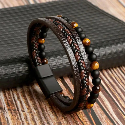 Elegant Woven Leather Men's Bracelet