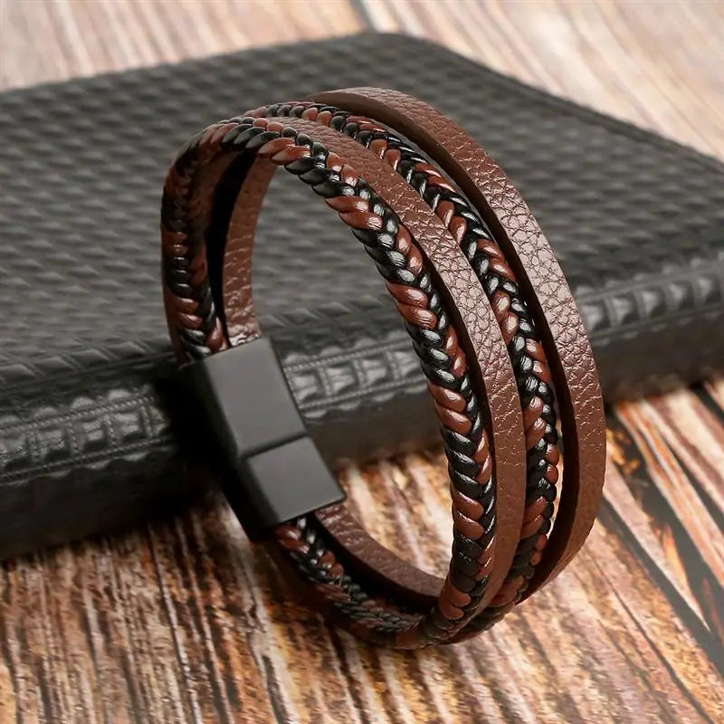 Elegant Woven Leather Men's Bracelet