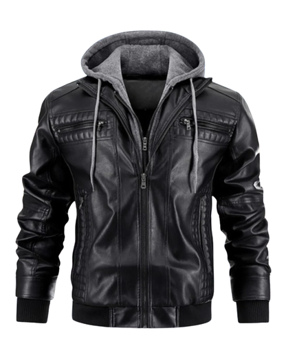 Casual Hooded Leather Jacket