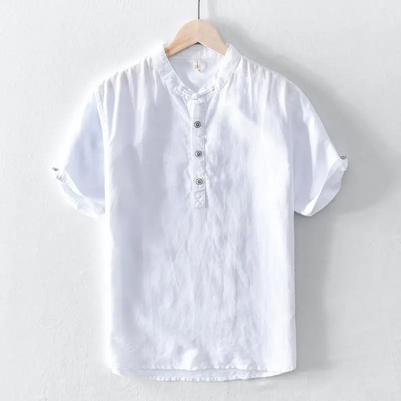 Short Sleeved Cotton Linen Shirt