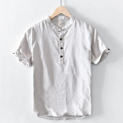 Short Sleeved Cotton Linen Shirt