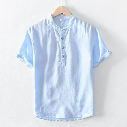 Short Sleeved Cotton Linen Shirt
